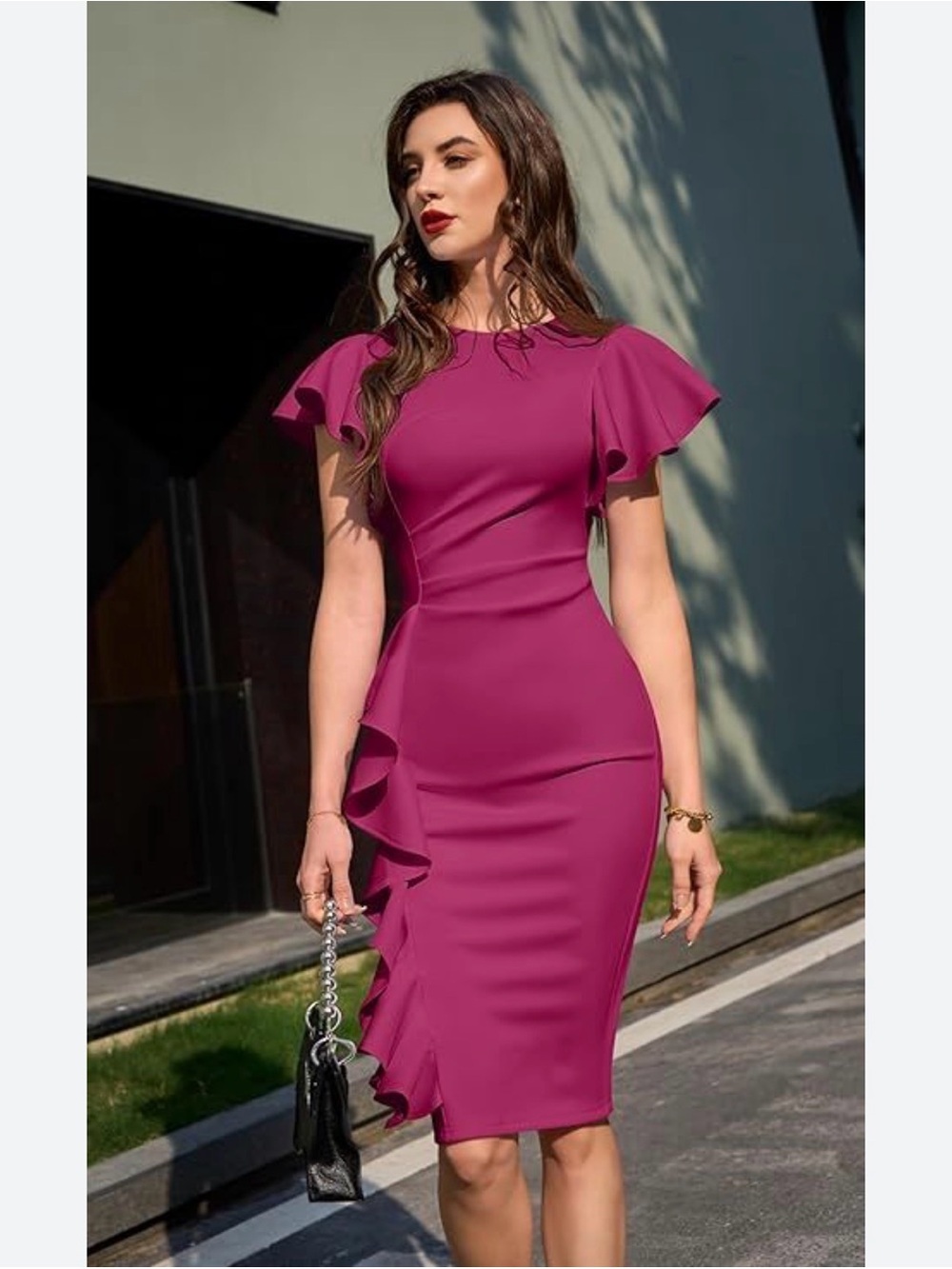 Amazon Asymmetrical Wine Dress